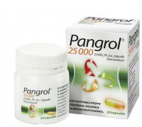 Pangrol, 25 000j, enzymy trzustkowe, w zaburzeniach trawienia, 20 kapsułek