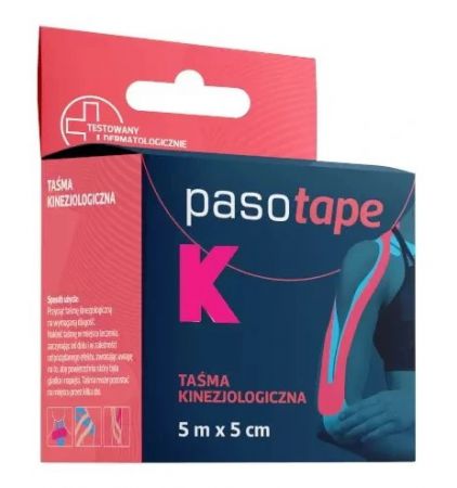 Pasotape, Taśma Kinezjologiczna 5mx5cm, Kolor różowy