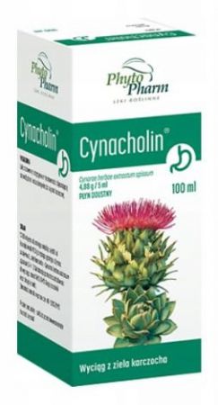 PhytoPharm, Cynacholin, płyn doustny, wyciąg z ziela karczocha, niestrawność, 100 ml