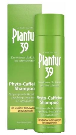 Plantur 39,  Phyto-Caffeine Shampoo, Szampon do wł. farbowanych i zniszczonych dla kobiet 40+, 250ml