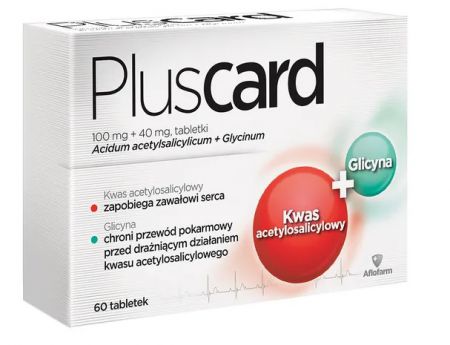 Pluscard, 0,1g+0,04g, kwas acetylosalicylowy, zapobiega zawałowi serca, 60 tabl.