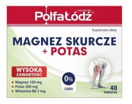 PolfaŁódź Magnez Skurcze + Potas, tabletki, 40 sztuk