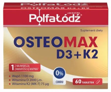 PolfaŁódź Osteomax D3 + K2, 60 tabletek