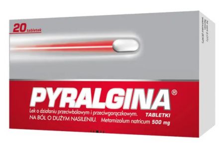 Pyralgina 500 mg, lek przeciwbólowy, 20 tabletek
