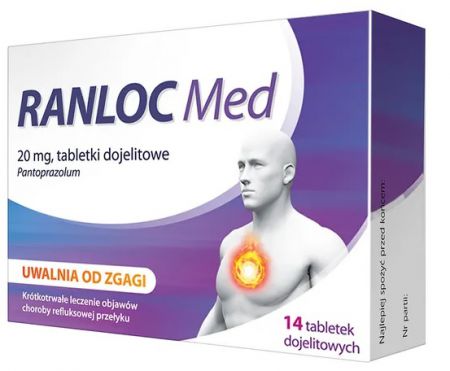 Ranloc Med, 20mg, zgaga,  Pantoprazolum, 14 tabletek dojelitowych