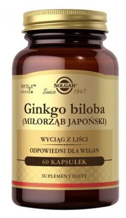 Solgar Ginko biloba (Miłorząb Japoński), 60 kapsułek