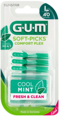 Sunstar Gum Soft-Picks Comfort Flex, czyściki międzyzębowe, miętowe, rozmiar L, 40 sztuk