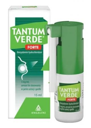 Tantum Verde Forte 3 mg/ml,  aerozol do stosowania w jamie ustnej i gardle, 15 ml