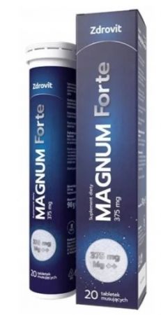 Zdrovit, Magnum Forte 375mg Mg++, 20 tabletek musujących o smaku cytrynowym